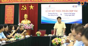 PGS.TS.Lê Thanh Hà - Phó hiệu trưởng Trường Đại học Lao động – Xã hội phát biểu tại lễ ký kết