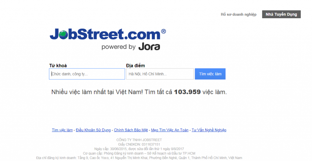 Website tuyển dụng Jobstreet 