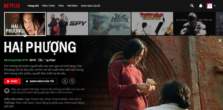 Hai Phượng - một bộ phim của Việt Nam đã xuất hiện trên nền tảng Netflix