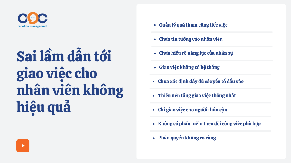 Sai lầm dẫn tới giao việc cho nhân viên không hiệu quả