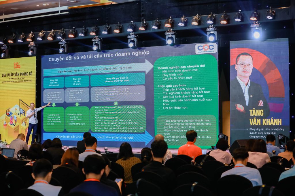 Ông Tăng Văn Khánh trình bày tại Hội thảo Giải pháp văn phòng số