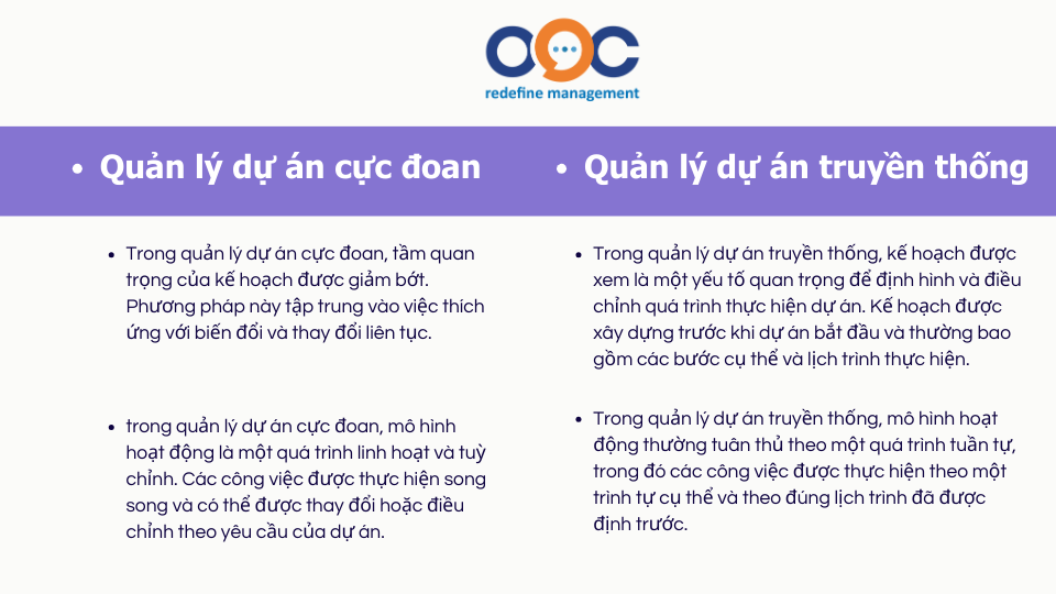 Quản lý dự án cực đoan và quản lý dự án truyền thống có gì khác biệt