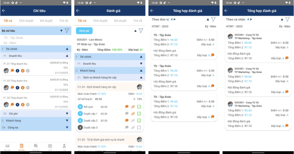 App mobile của phần mềm KPI/OKR digiiTeamW