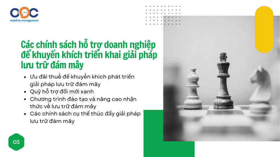 Các chính sách hỗ trợ doanh nghiệp để khuyến khích triển khai giải pháp lưu trữ đám mây