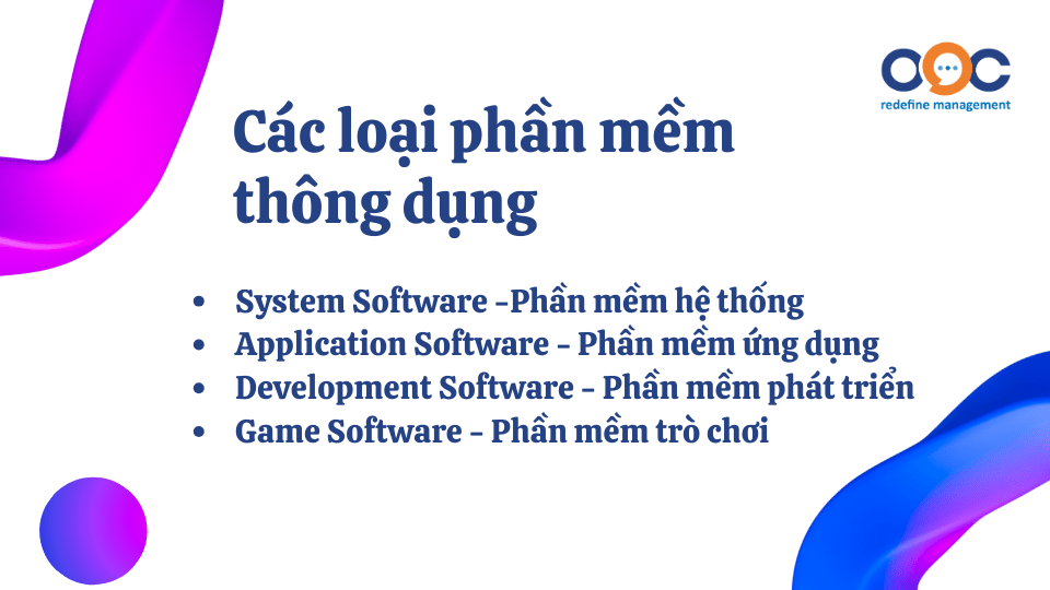 Các loại phần mềm thông dụng