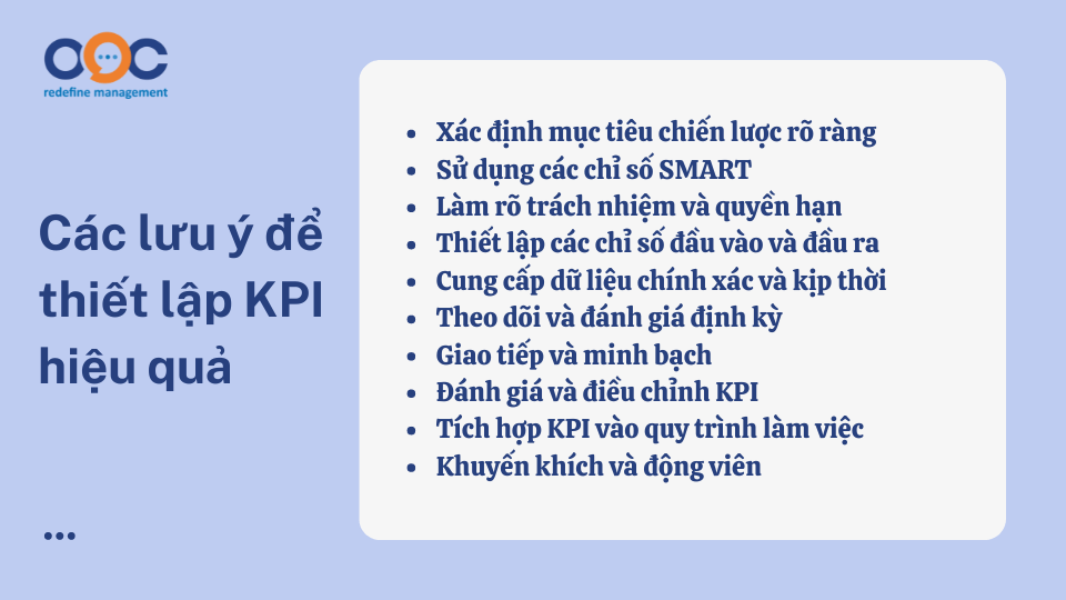 Các lưu ý để thiết lập KPI hiệu quả