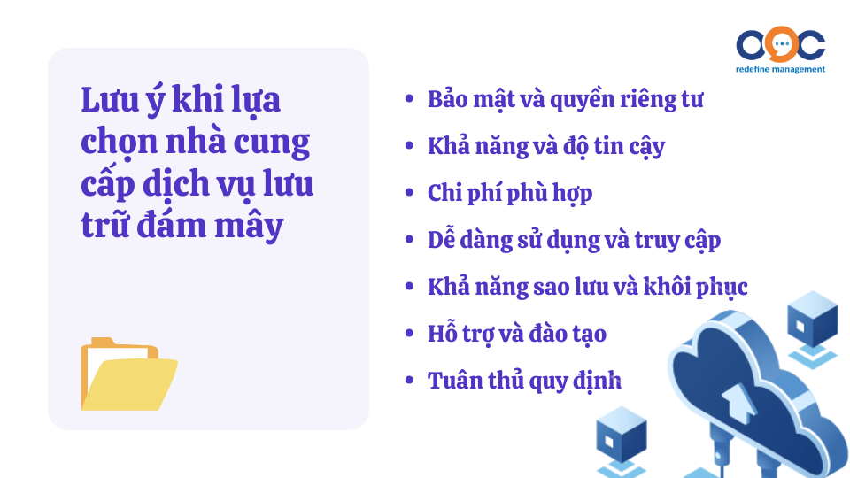 Lưu ý khi lựa chọn nhà cung cấp dịch vụ lưu trữ đám mây