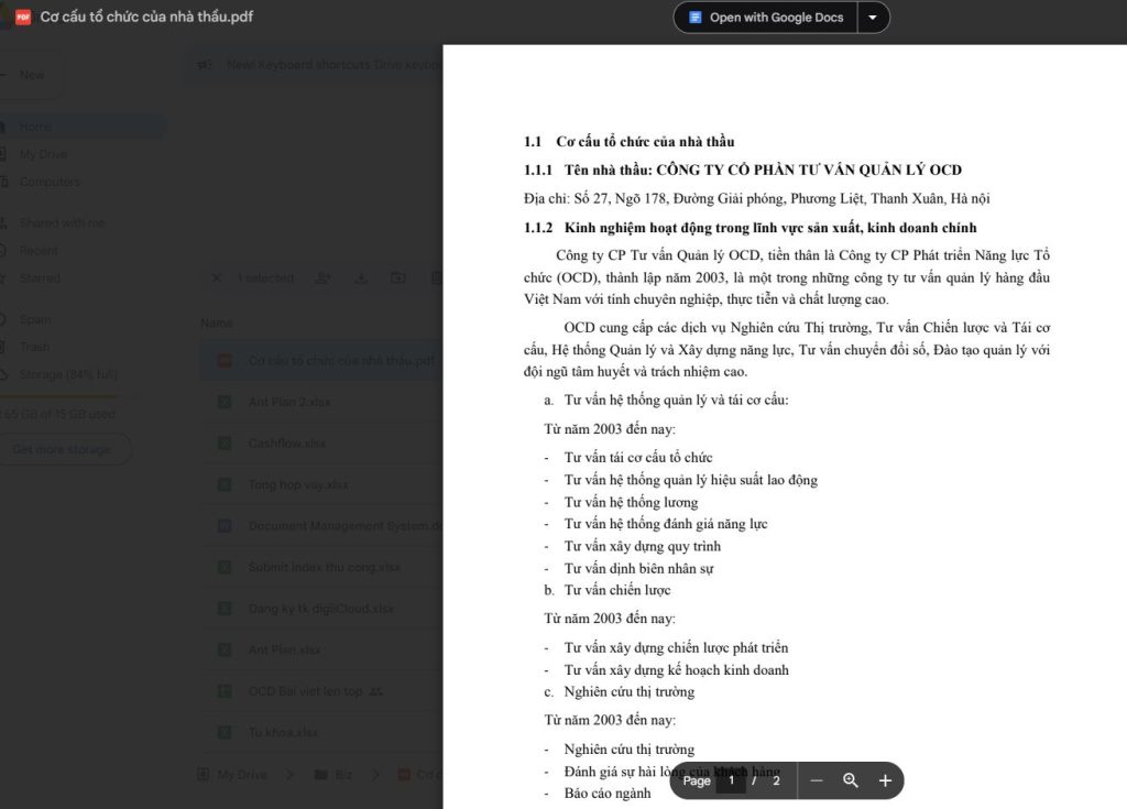 Mở file PDF bằng Google Docs