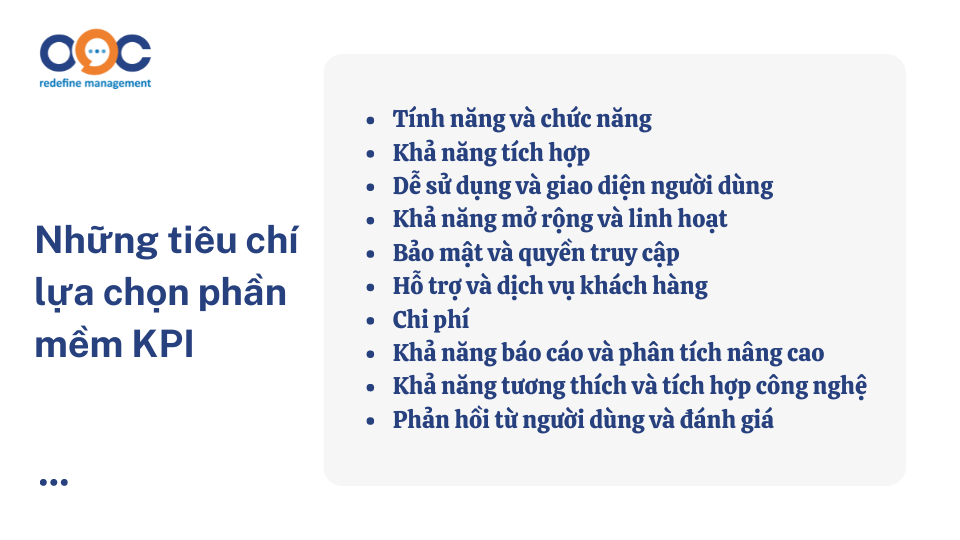 Những tiêu chí ưu tiên khi lựa chọn phần mềm KPI
