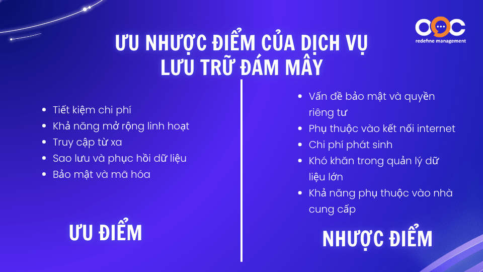 Ưu nhược điểm của dịch vụ lưu trữ đám mây