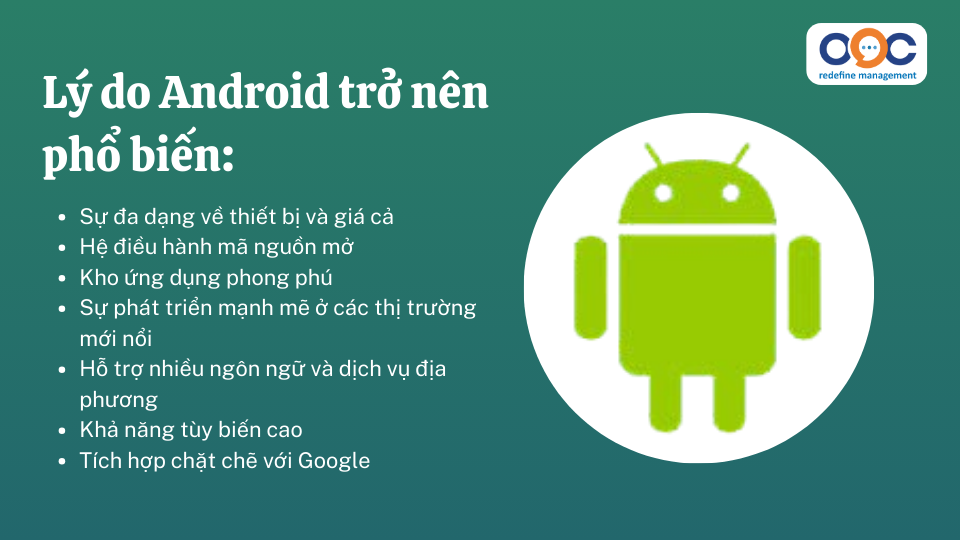 Lý do Android trở nên phổ biến